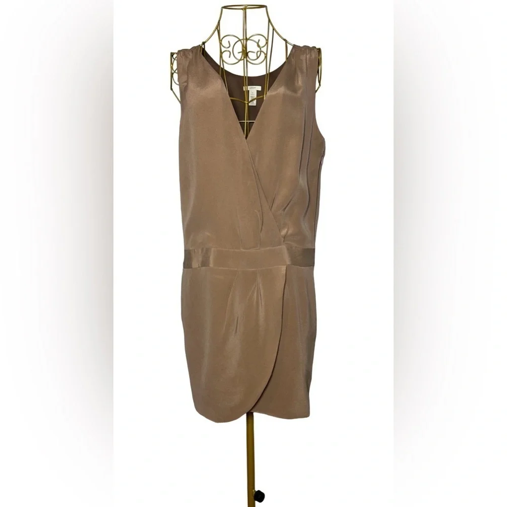 J. Crew Taupe Wrap-Style Sleeveless Dress